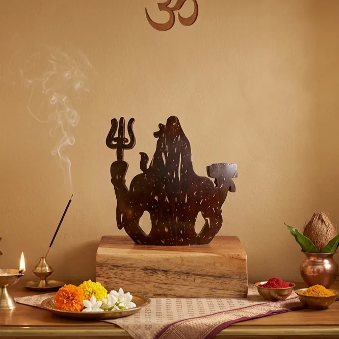 Handcrafted Coconut Shell Shiva Decorative Showpiece – Eco-Friendly Spiritual Art